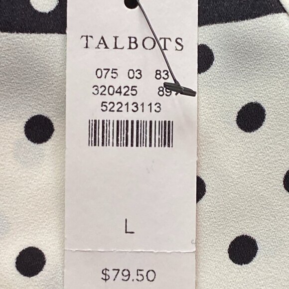 NWT Talbots Sz L Womens Blouse Sleeveless Black/White Polka Dot - Picture 10 of 10